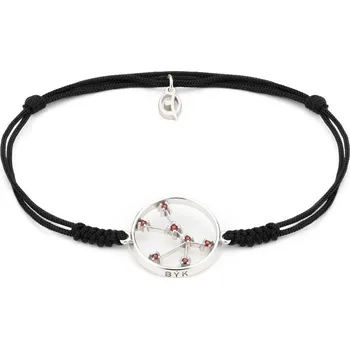 Náramek Stříbrný náramek Shamballa s českým granátem, rhodiovaný - zvěrokruh, býk