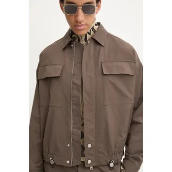 Bunda Nanushka EMERIC pánská, hnědá barva, přechodná, oversize, NM24PFJK00797, S, 88X