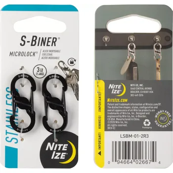 pomocná karabina Nite Ize S-Biner MicroLock #2 černá (2ks) (Karabiny Nite Ize S-Biner MicroLock #2 černá (2ks))