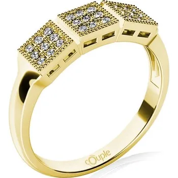 Prsten Couple, Originální prsten Kostka, žluté zlato se zirkony, vel. 60, prům. 19.1 mm, 585-66-1-0290.0Z00.0.60.001