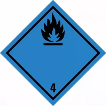 Značení ADR NÁLEPKA SAMOLEPÍCÍ -TŘÍDA 4.3 LÁTKY,KTERÉ VE STYKU S VODOU VYVÍJEJÍ HOŘLAVÉ PLYNY - ČERNÝ PLAMEN (10x10 cm)