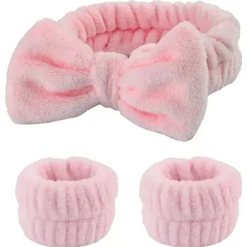 Čelenka Retro látková čelenka na make-up | vlasový doplněk, čelenka pro ženy - růžové 3ks