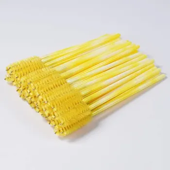 Kartáček na řasy krystalový mini | kosmetický kartáček, kartáček na prodlužování řas 50 ks - žluť