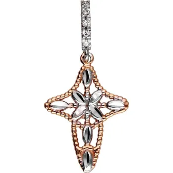 Přívěsek Zlaton Přívěsek kříž z kombinovaného zlata osazený zirkony 2.7cm 0.95g 000122410244