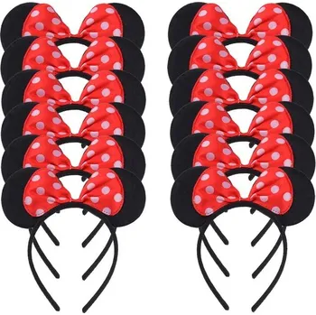 Čelenka Dětská čelenka s ušima myšky | černá čelenka, dětské vlasové doplňky - 12 Červená
