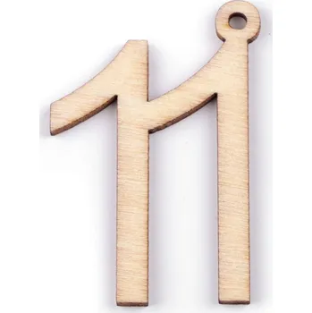 Výprodej - Dřevěná narozeninová čísla se závěsem 11 Varianta: 11 přírodní, Balení: 10 ks