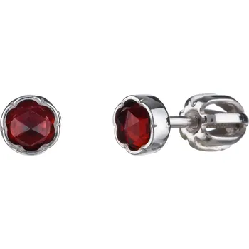 Náušnice Stříbrné náušnice s českým granátem, rhodiované Zapínání: brizura