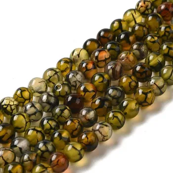 Dětské navlékací korálky Achát olivový 6 mm (návlek 60 - 63 korálků)