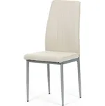 Židle jídelní, krémová látka, šedé kovové nohy