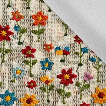 Látka softshell zimní pružný imitace výšivky světlá 11