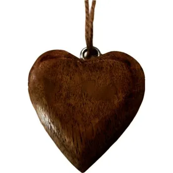 Party dekorace Srdce dřevěné mango tm.hnědé - 5 cm