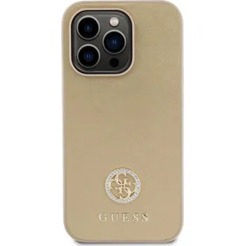 Pouzdro na mobilní telefon Guess Liquid Silicone 4G Strass Metal Logo kryt pro iPhone 15 Pro Barva: Zlatá