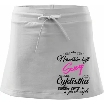 Dámská sukně Nesnáším být sexy cyklista / Nesnáším být sexy cyklistka - Sportovní sukně - two in one - XL ( Bílá )