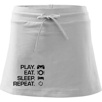 Dámská sukně Play Eat Sleep Repeat game - Sportovní sukně - two in one - XS ( Bílá )