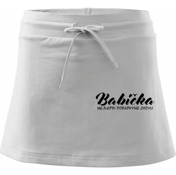 Dámská sukně Babička - nejlepší poradkyně chovu - Sportovní sukně - two in one - L ( Bílá )