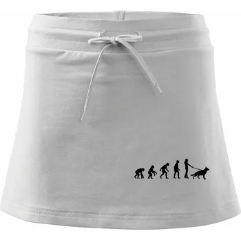 Dámská sukně Evoluce pes Německý ovčák (muž-žena) - Sportovní sukně - two in one - S ( Bílá )