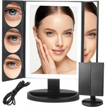 Paradox Kosmetické zrcátko s LED světlem ABSOLUNO / Černá matná