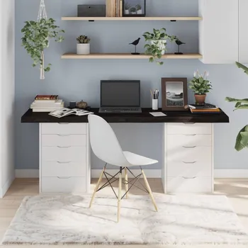 Psací stůl OMAXI Stolní deska tmavě hnědá 180x60x(2-6)cm ošetřený masivní dub 836320