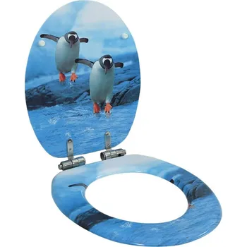 WC sedátko OMAXI WC sedátko s funkcí pomalého sklápění MDF motiv tučňáků 028629