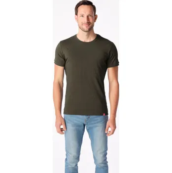 Pánské tričko CityZen - DAVOS Pánské tričko slim dark khaki S