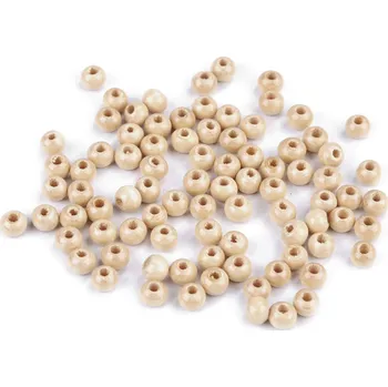Korálek Dřevěné korálky Ø5-6 mm, barva 1 přírodní sv.