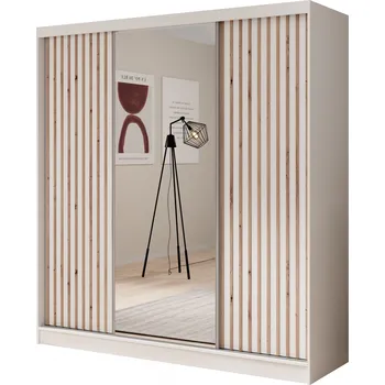 Šatní skříň Nábytek PEGAS s.r.o. Šatní skříň s posuvnými dveřmi a zrcadlem Ida 200 Bílá+Bílá