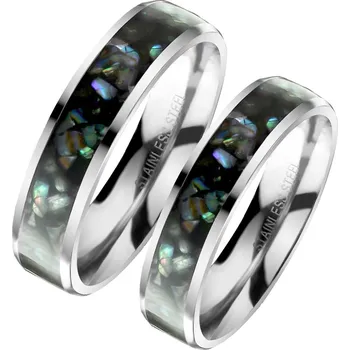 Prsten Ocelové snubní prsteny vykládané perletí