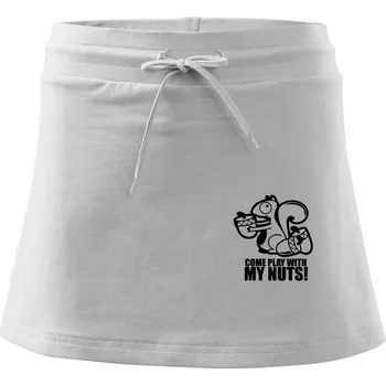 Dámská sukně Veverka - Play with my nuts - Sportovní sukně - two in one - XS ( Bílá )