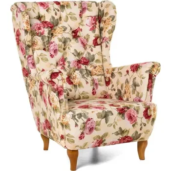 Křeslo křeslo LEON květy, béžová květy/wenge