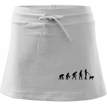 Dámská sukně Evoluce pes Mops (muž-žena) - Sportovní sukně - two in one - S ( Bílá )