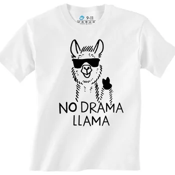 Chlapecké tričko Dětské tričko Lama co nedělá drama No drama Lama (Od 3 do 13 let) (Barva: Bílá)