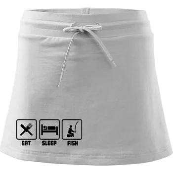 Dámská sukně Rybaření - Eat sleep Fish - Sportovní sukně - two in one - L ( Bílá )