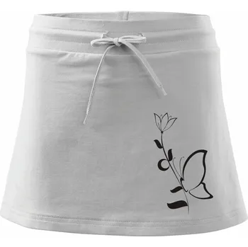 Dámská sukně Motýl na kytce - Sportovní sukně - two in one - L ( Bílá )