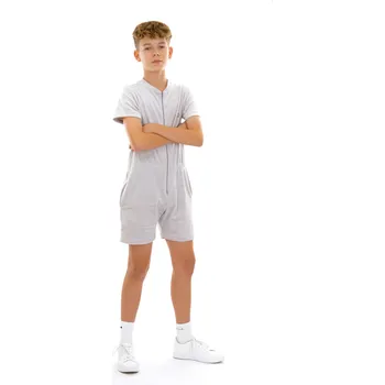 Chlapecká zimní kombinéza Dendy Chlapecký overal plyšový krátký Light gray Velikost: 134