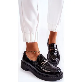 Dámské polobotky Lakované Boty Se m Ornamentem Hestill Barva: Černá, Velikost: 37