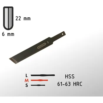 Pracovní nůž 22mm hladicí nůž (skew) GURTOOL bez rukojeti (střední s rovným ostřím) 22mm Skew Chisel without Handle (Medium Size)