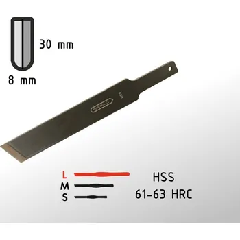 Pracovní nůž 30mm hladicí nůž (skew) GURTOOL bez rukojeti (velký s rovným ostřím) 30mm Skew Chisel without Handle (Large Size)