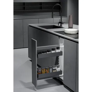 Kuchyňská skříňka CEMUX Iron Line 20 3D, plné dno s tlumením, antracit, šířka: levý