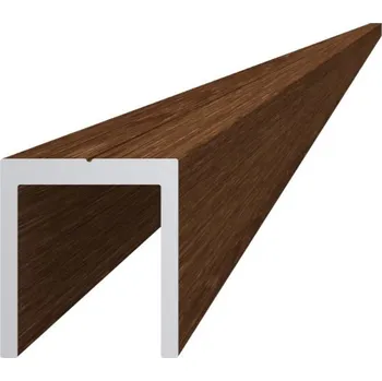 Stavební profil Hliníkový uchycovací profil pro lamely, tvar U, šířka 20,5 mm, s povrchovou úpravou dřevo dekor se strukturou, ořech 3m +/- 5mm (AL-UP1-DS-3)