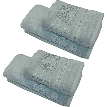 Sada ručníků a osušek Sada 4 kusů Šedé bambusové osušky 70x140cm a ručníků 50x90cm TiaHome