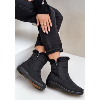 Dámská zimní obuv Dámské Sněhule Na Zip S Kožíškem Fiorittia Barva: Černá, Velikost: 38