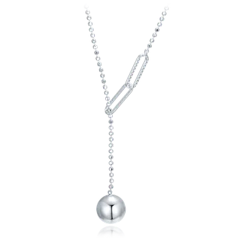 Náhrdelník MINET Stříbrný náhrdelník visící kulička