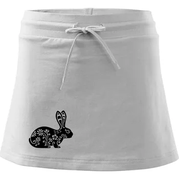 Dámská sukně Zajíc květy - Sportovní sukně - two in one - L ( Bílá )