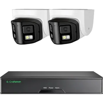 Bezpečnostní kamera 8MP IP PoE kamerový set, 2 panoramatické 180° kamery, Vid