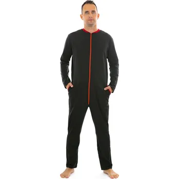 Pánské pyžamo Dendy Pánský overal pyžamový dlouhý Black Velikost: 4XL