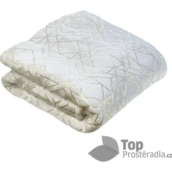 Mikroflanelová deka Premium se zlatým vzorem 150x200 - Bílá