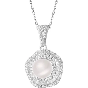 Přívěsek Stříbrný přívěsek s perlou a zirkony - AP539-5836