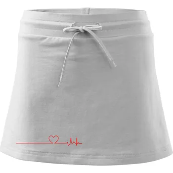 Dámská sukně Poker EKG srdce červené - Sportovní sukně - two in one - XS ( Bílá )