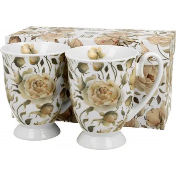 Porcelánový hrnek English Roses WHITE 340 ml, 2 ks v krabičce