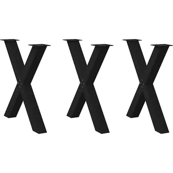 Jídelní stůl OMAXI Nohy k jídelnímu stolu ve tvaru X, 3 ks, černé, 80 x (72-73) cm, ocel 316523